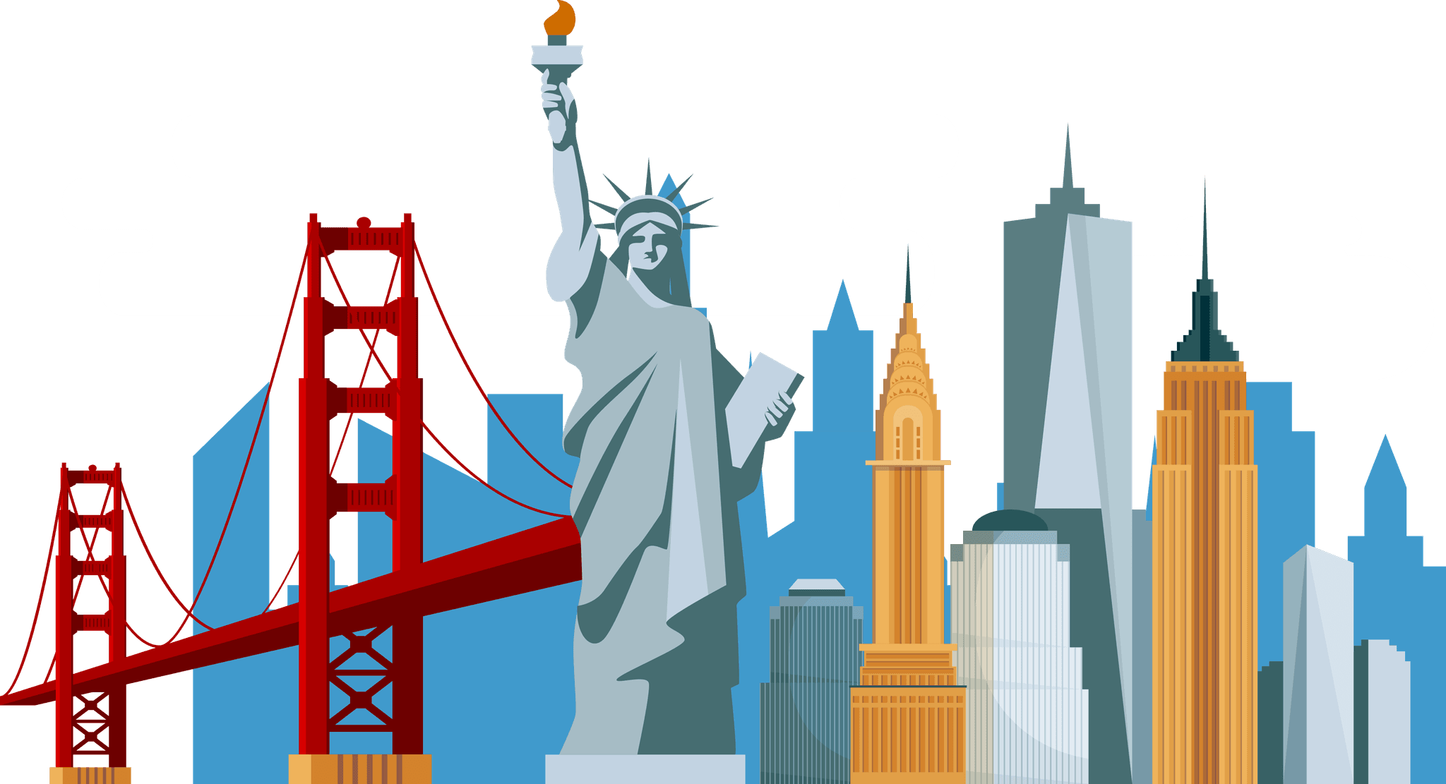 US landmarks skyline