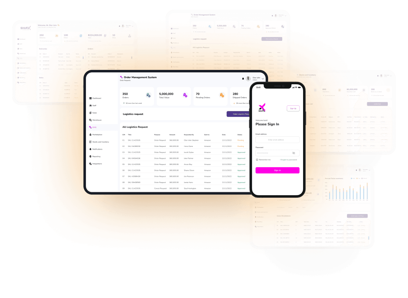 ShipX platform — logistics dashboard and mobile app