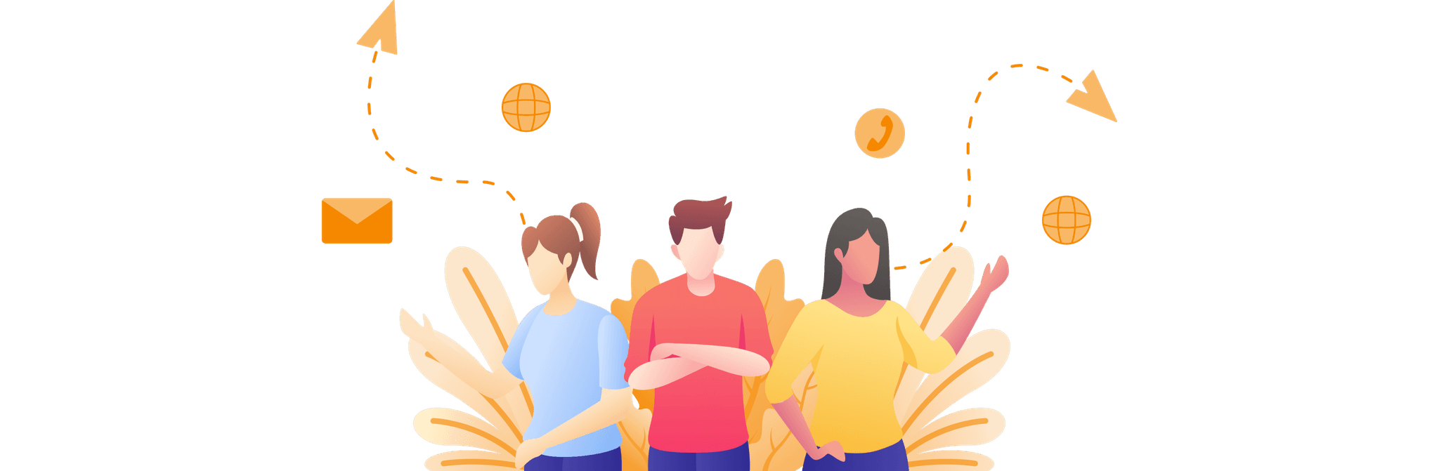 Contact us illustration — people communicating globally